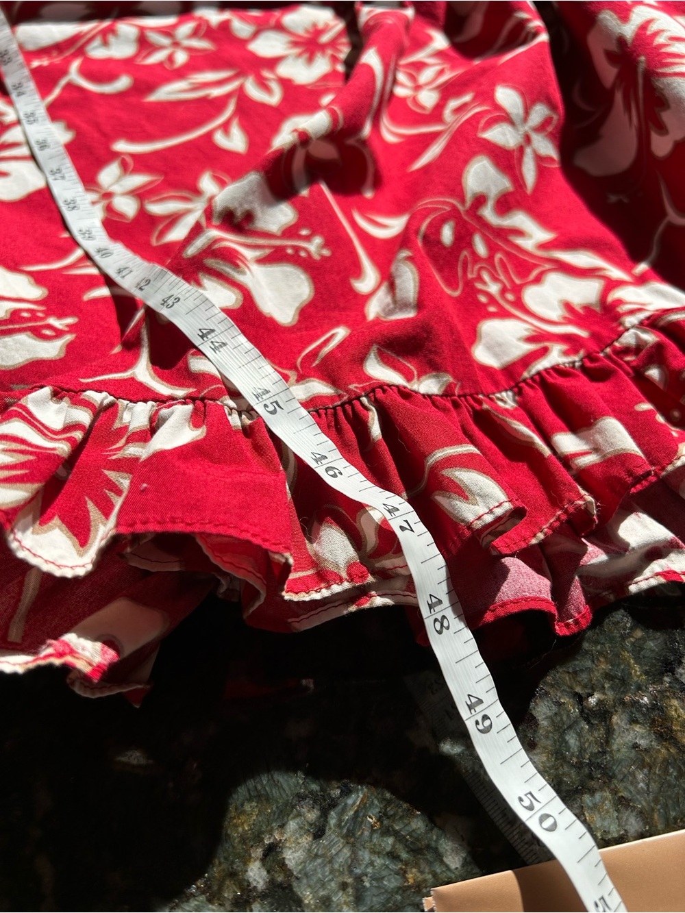 Hilo Hattie The Hawaiian Original Muumuu bold red hibiscus print dress. Ruffles - Picture 8 of 8